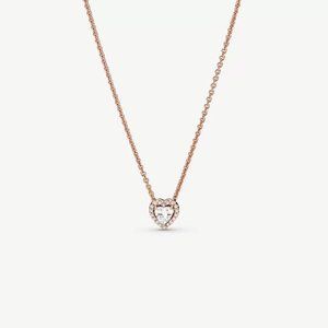 Pandora Rose GP Clear Stone Sparkling Heart Collier Necklace